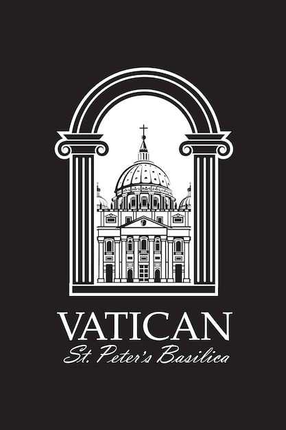 Basílica de San Pedro en el Vaticano aislada sobre un fondo negro
