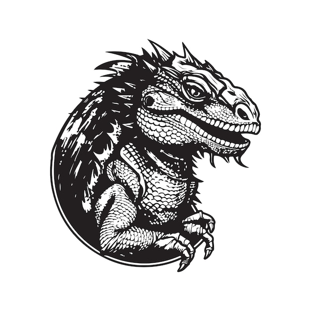 Basilisk vintage logo concepto blanco y negro color dibujado a mano ilustración