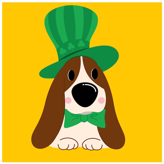 Vector basset hound arte del día de san patricio ilustración del perro hush puppies