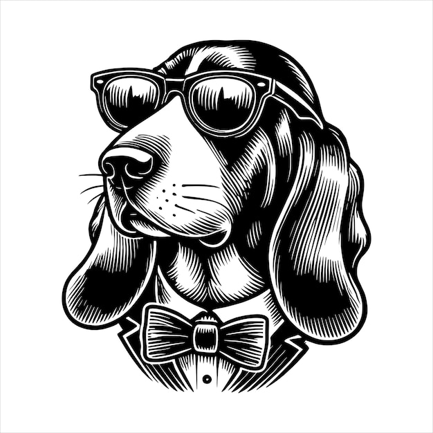 Basset Hound con gafas de sol Diseño de perro Svg