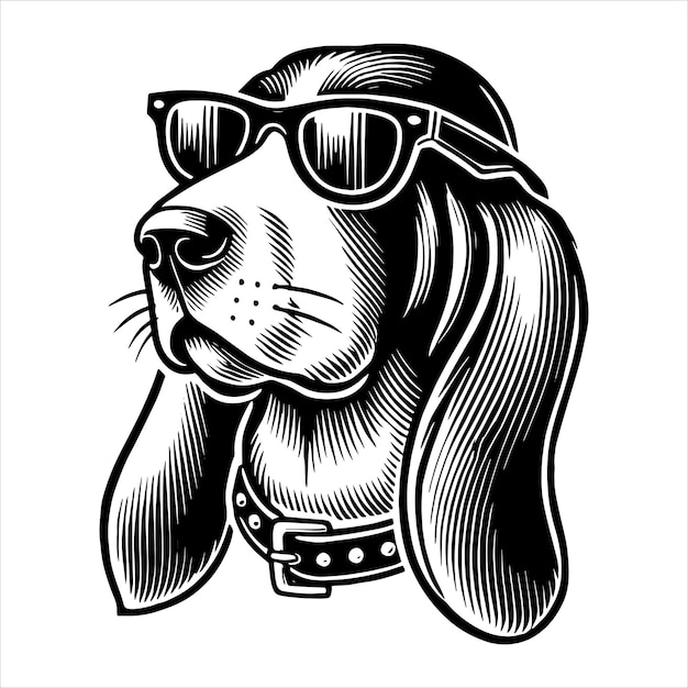 Basset Hound con gafas de sol Diseño de perro Svg