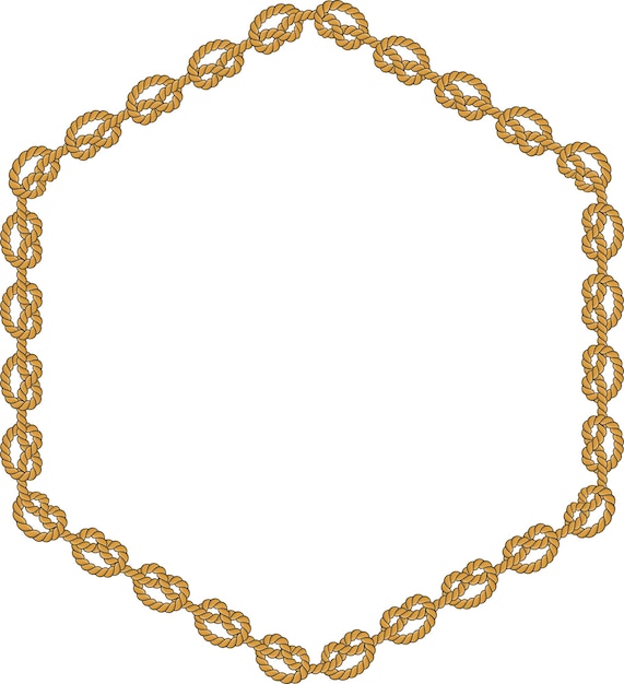 Bastidor de cuerda hexagonal aislado sobre fondo blanco cable retorcido