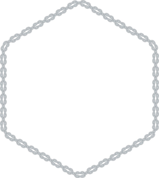 Bastidor de cuerda hexagonal aislado sobre fondo blanco cable retorcido