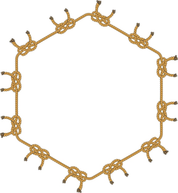 Bastidor de cuerda hexagonal aislado sobre fondo blanco cable retorcido