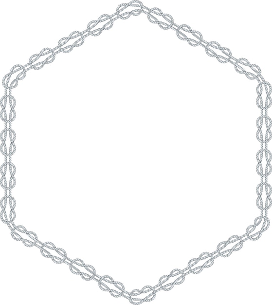 Bastidor de cuerda hexagonal aislado sobre fondo blanco cable retorcido