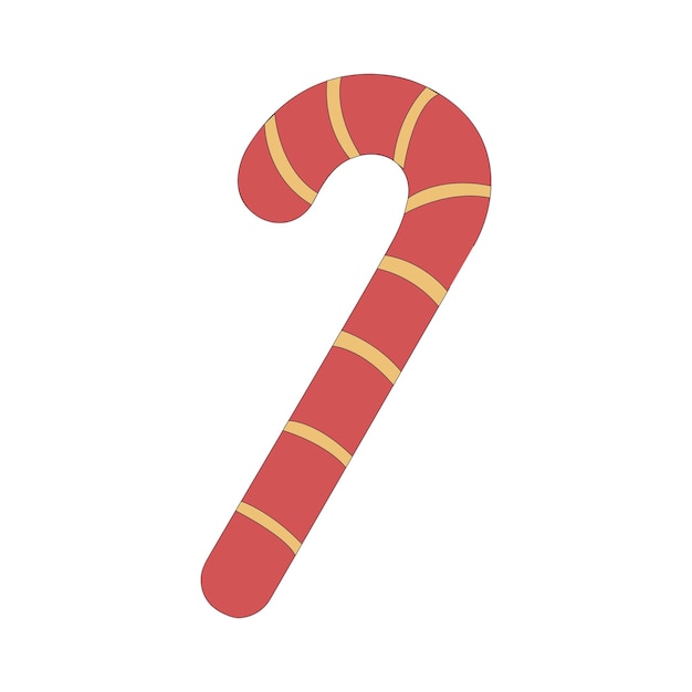 bastón de caramelo Caramelo de Navidad diseño plano aislado ilustración vectorial.