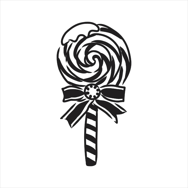 Bastón de caramelo dibujado a mano Boceto de bastón de caramelo en estilo doodle vacaciones de invierno cocina nochevieja