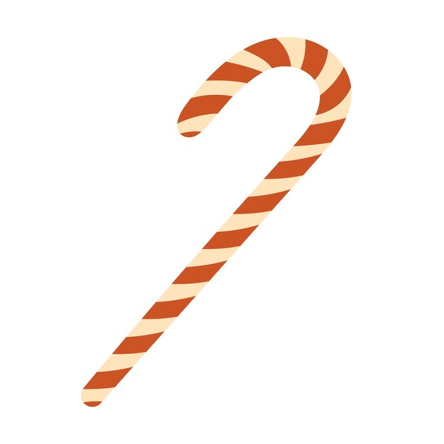 El bastón de caramelo de Navidad Las rayas dulces del caramelo Ilustración aislada de vector plano