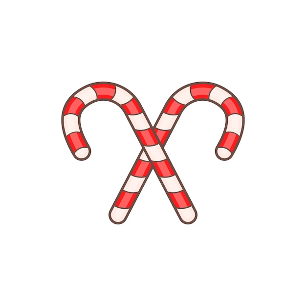 Bastones de caramelo para Navidad en estilo de dibujos animados aislados en la ilustración de vector de fondo blanco