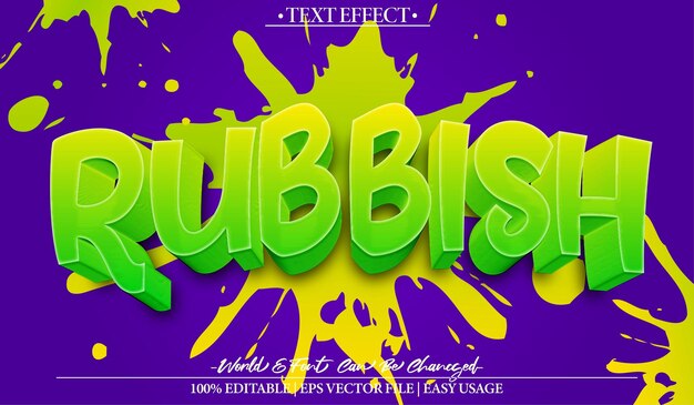 Basura Basura Efecto de texto Editable Alfabeto Basura basura basura verde sucio