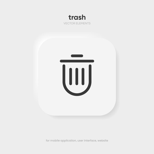 Basura plana borrar reciclar limpiar limpiar borrar el icono del vector cruzado símbolo botón del signo emblema