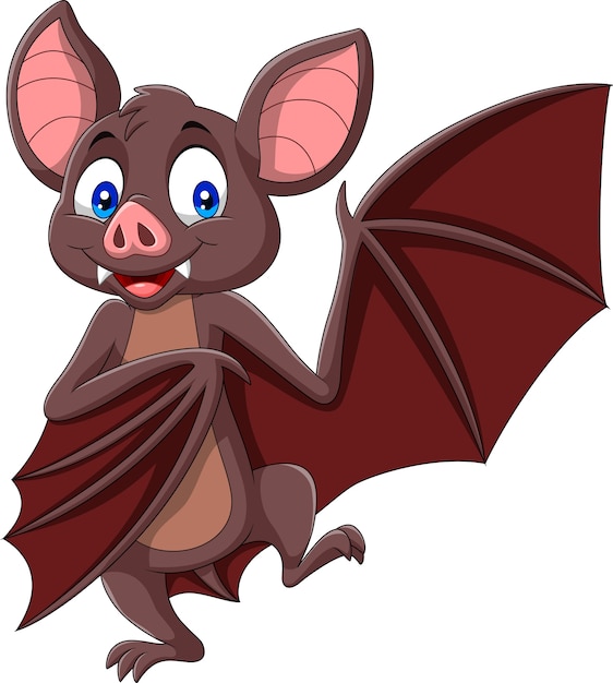 Bat historieta agitando aislado sobre fondo blanco