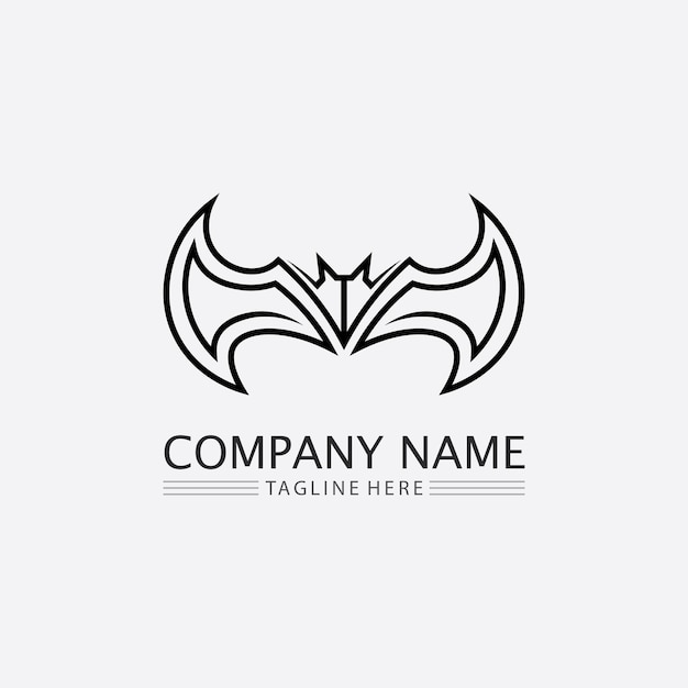 Bat logo animal y vector alas negro halloween vampiro gótico ilustración diseño murciélago icono