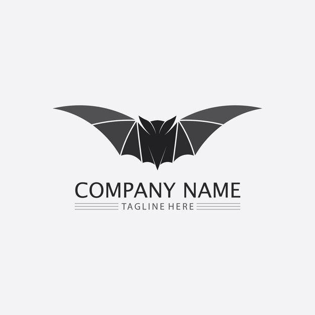 Bat logo animal y vector alas negro halloween vampiro gótico ilustración diseño murciélago icono