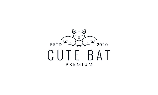 Bat niños sonrisa feliz línea logo icono vector ilustración