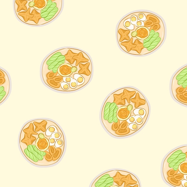batagor dibujado a mano patrón indonesio tradicional conjunto de alimentos ilustrado