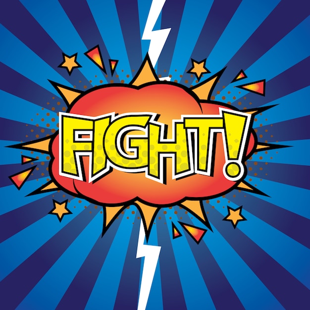 Batalla contra lucha letras Comic burbuja con efecto