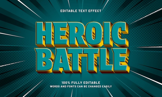 batalla heroica efectos de texto editables con un tema de héroe y poder