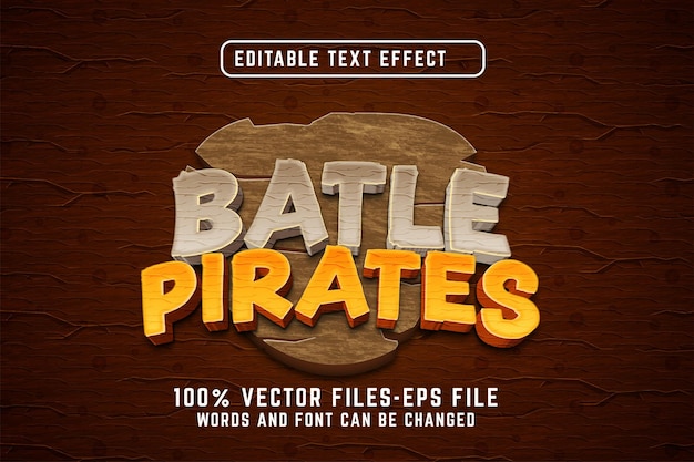 Batalla piratas efecto de texto 3d vectores premium para logotipo de juegos