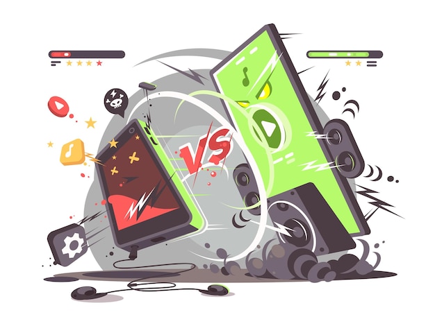 Vector batalla de smartphones vs