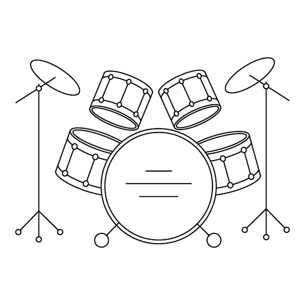Vector batería de concierto, instrumentos musicales, arte lineal. boceto, icono, vector