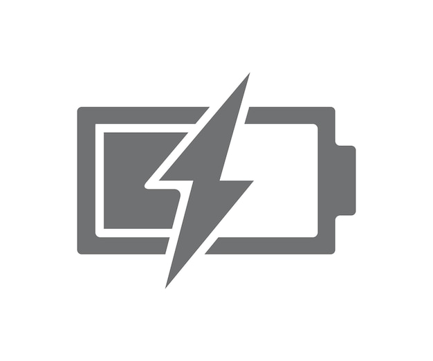Batería de energía vectorial con icono de rayo Símbolo de acumulador a mitad de carga e ilustración de signo en fondo blanco