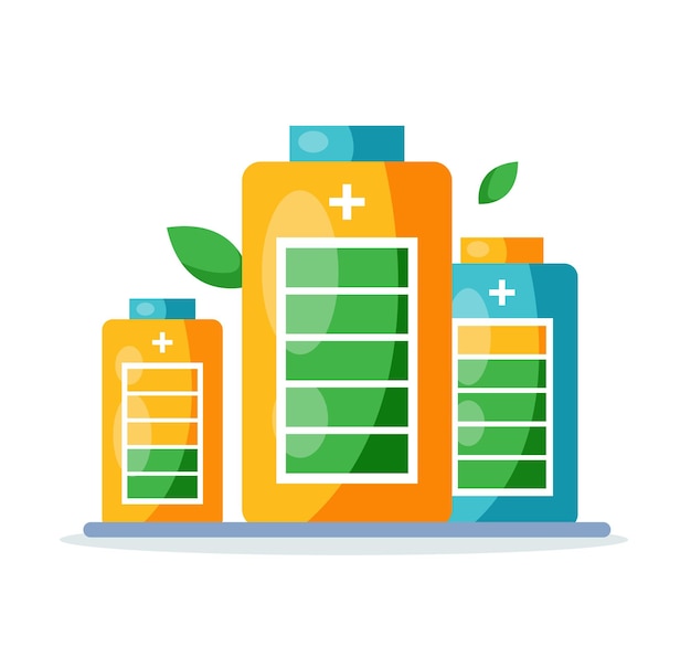 Batería con ilustración de vector de carga completa