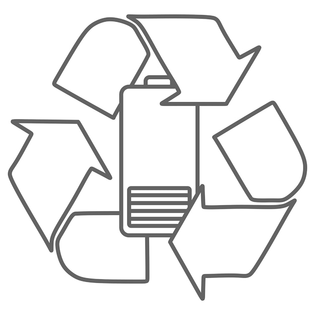 Batería lineal y proceso de reciclaje diseño de logotipo reciclaje o seguridad ecológica de baterías de iones de litio