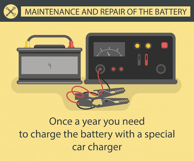 Vector batería de mantenimiento y reparación