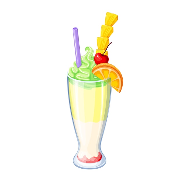 Vector batido de frutas tropicales