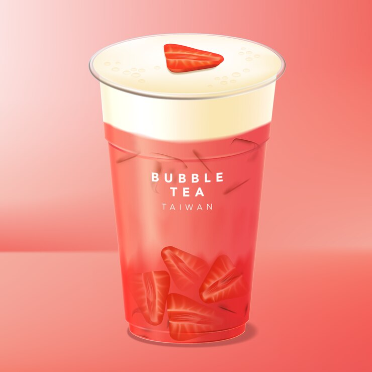 Batido helado de fresa o baya, tapa de queso o batido, jugo o batido de leche