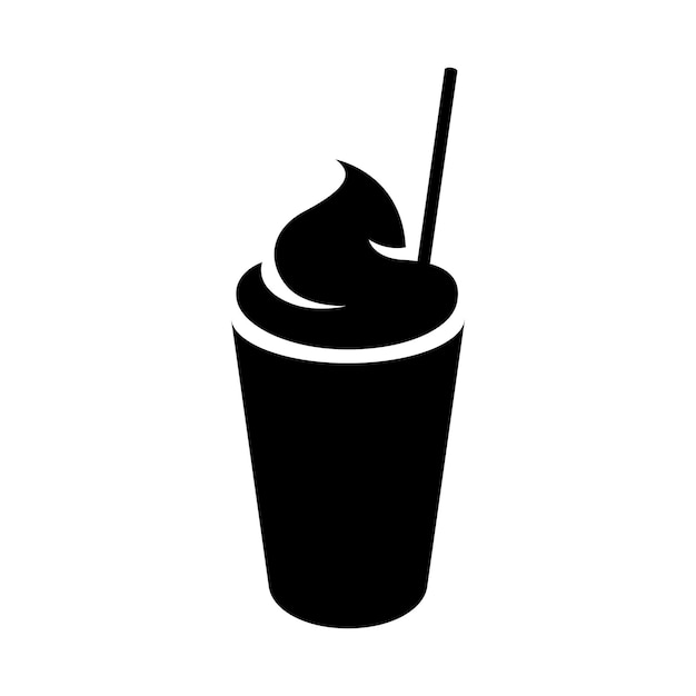 Batido negro con un icono de paja aislado en una ilustración vectorial de fondo blanco