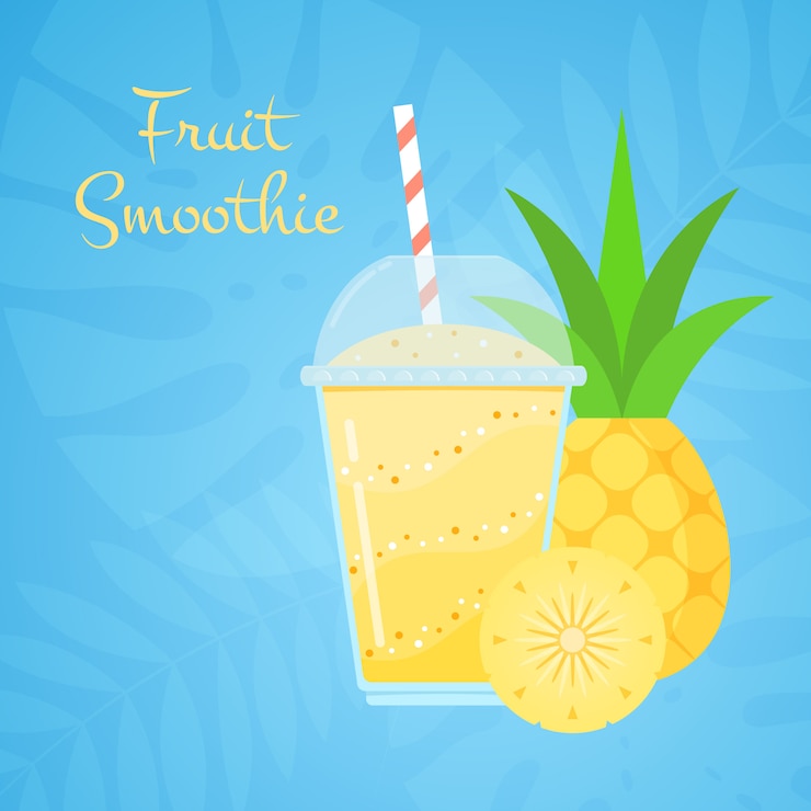 Vector batido de piña natural de vitamina amarilla