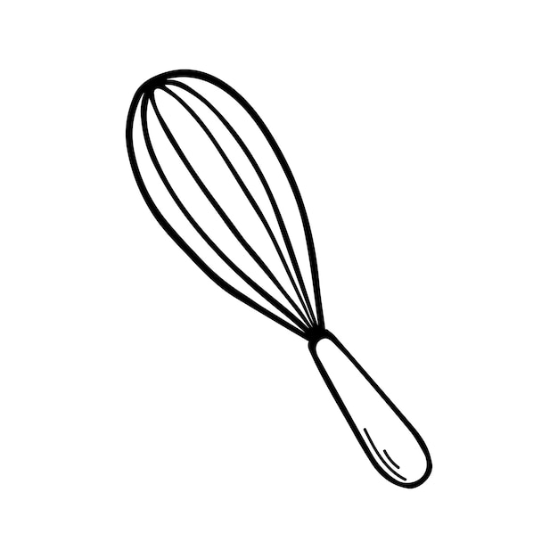 Batidor de alambre dibujado a mano garabato Aparato de cocina en estilo boceto