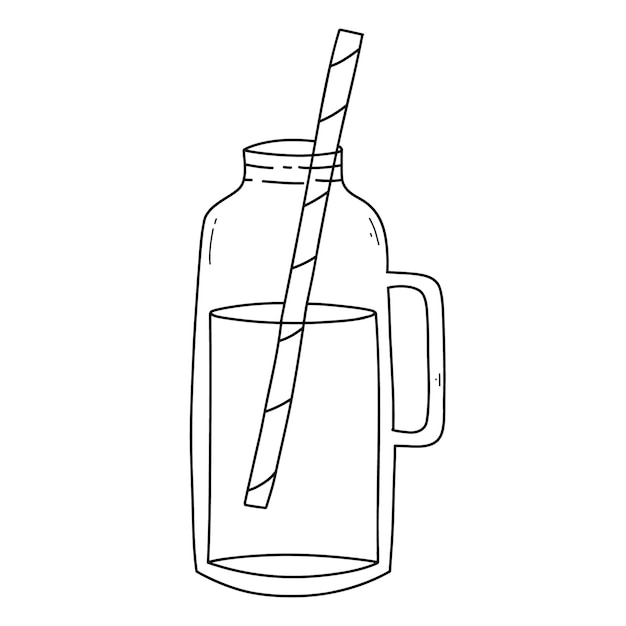 Batidos en una botella Estilo Doodle Ilustración vectorial Botella dibujada a mano con batido Limonada Cóctel Batido de desintoxicación