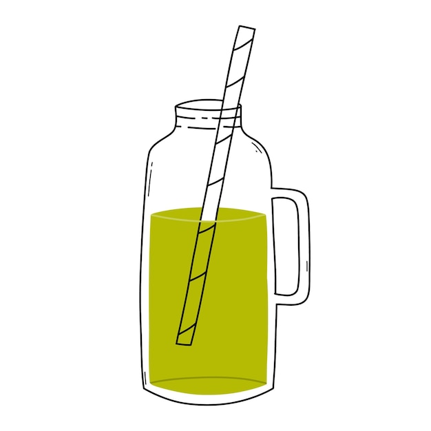 Batidos en una botella Estilo Doodle Ilustración vectorial Botella dibujada a mano con batido Limonada Cóctel Batido de desintoxicación
