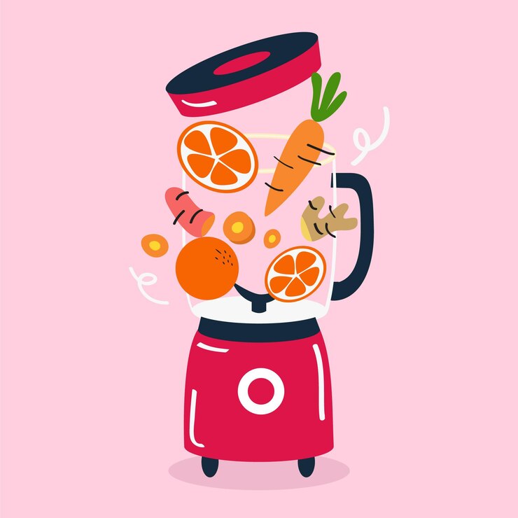 Vector batidos planos en vaso de licuadora ilustración