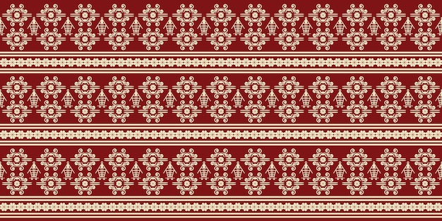 Batik bordado de Navidad sin costuras textil ornamento étnico tela con patrón de borde
