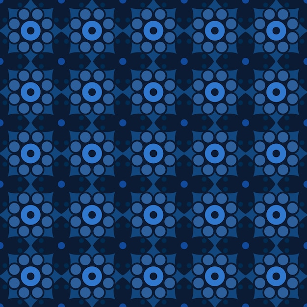 Batik clásico sin fisuras de fondo. fondo de pantalla de mandala geométrico de lujo. elegante motivo floral tradicional en color azul oscuro.