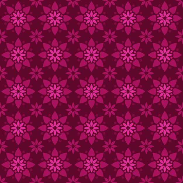 Batik clásico sin fisuras de fondo. fondo de pantalla de mandala geométrico de lujo. elegante motivo floral tradicional en color rosa magenta