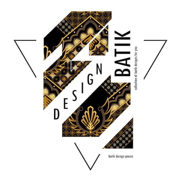 Batik Design Geometric Pattern in Gold and Black