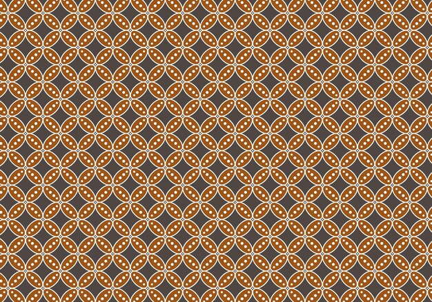 Batik kawung en color marrón con fondo negro estilo de ilustración vectorial para moda y textil