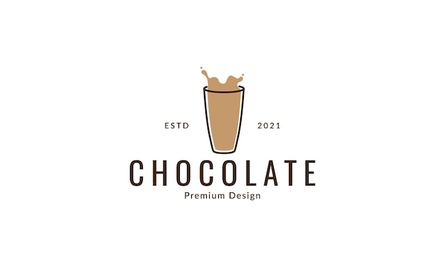 Batir el chocolate con la ilustración del símbolo del icono del vector del diseño del logotipo de vidrio