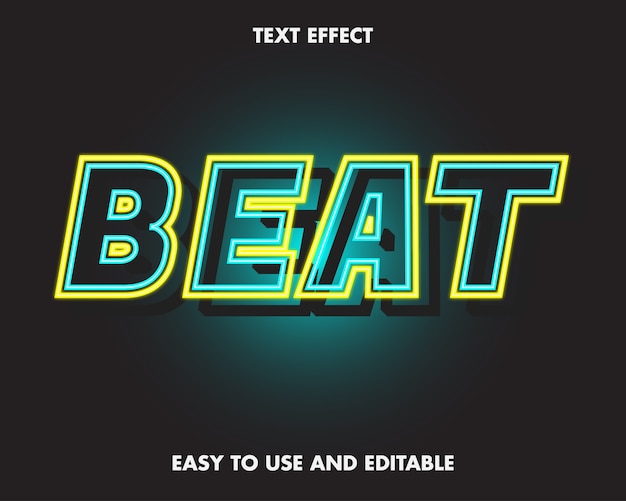 Batir el efecto de texto. Fácil de editar y fácil de usar. Ilustración vectorial premium