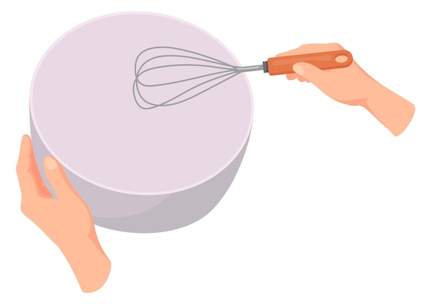 Batir icono de dibujos animados Proceso de preparación para hornear pasteles