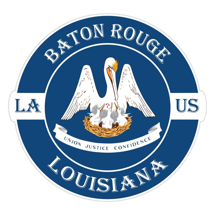 Vector baton rouge louisiana flag usa travel souvenir seal stamp badge sticker logo vector ilustración eps