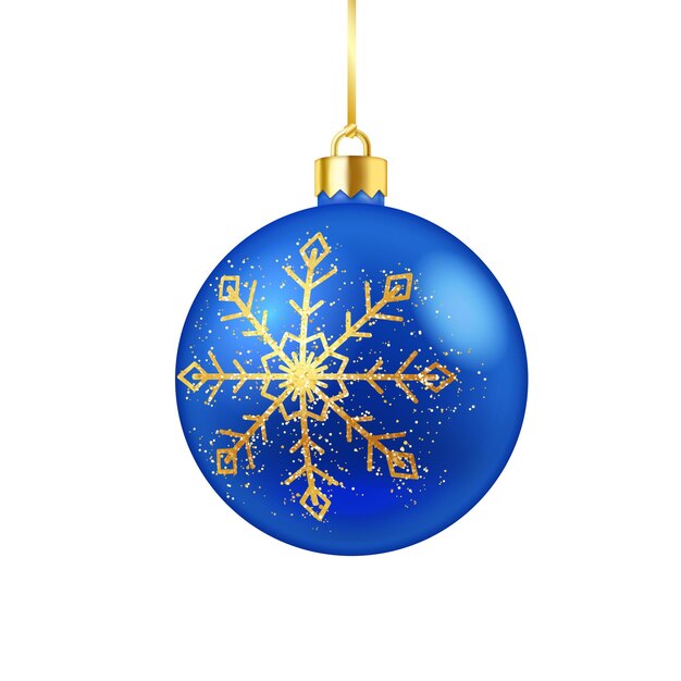 Bauble azul de año nuevo con ilustración vectorial de copos de nieve