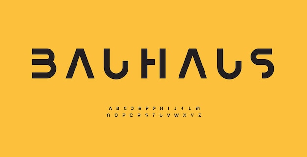 Bauhaus alfabeto letra fuente tipografía de logotipo moderno corte mínimo de diseño tipográfico vectorial recortado