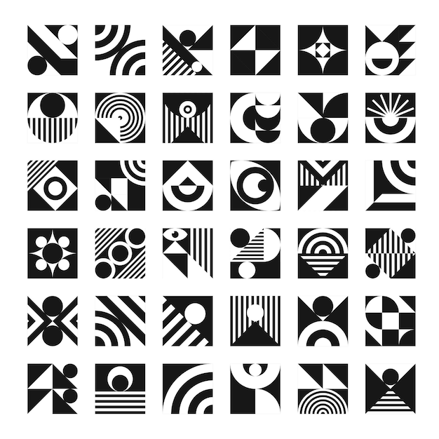 Bauhaus estilo geométrico mínimo de los años 20 con figuras geométricas y formas círculo triángulo cuadrado Psicología humana y salud mental ilustración del concepto Vector 10 pasos
