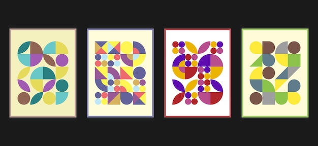 Bauhaus patrón geométrico de fondo vector abstracto círculo triángulo y líneas cuadradas arte